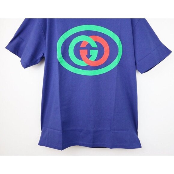NWT Gucci Oversized Cotton Oval Interlocking GG Logo Blue T-Shirt SIze M - Picture 9 of 16